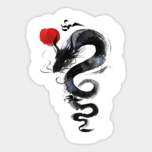 dragon and the red sun Sticker